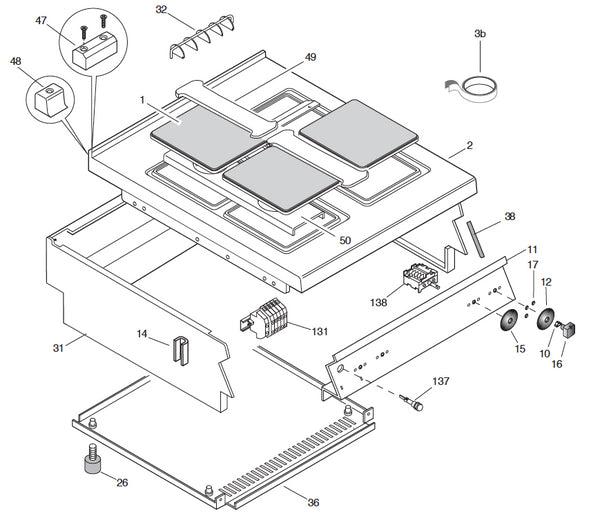 BHV3050343333 0C2524 Hot Plate, Electrolux Industrial Spare Parts