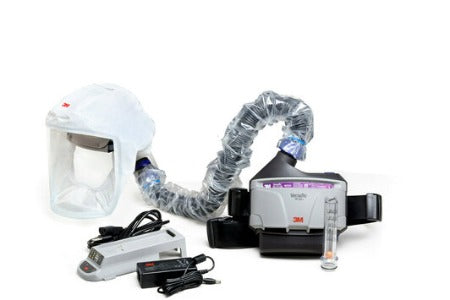 3M Versaflo TR-300N+ HKL Healthcare Purifying Respirator PAPR Kit, Large, Li-Io rechargeable battery,10-12 hours, cartridge TR_3712N, clear visor head cover with suspension, belt-mounted, flow rate 6.5-7.2 CFM, NIOSH ,70071696796, 00076308942717, طقم التنفس, alat pernafasan, комплект респиратора, datasheet