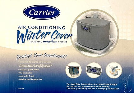 Carrier ICC58-071 Air Conditioning Winter Cover, fetauring innerflow system, for condensing units, 24ACR330, serie 0, dimensions of A/C unit 25-1/2" (H) x 31-3/16" (W) x 31-3/16" (D), shiping dimensions 20x13x13, 4.5 lbs, غطاء وحدة التكثيف, penutup unit pemeluwapan, крышка компрессорно-конденсаторного агрегата