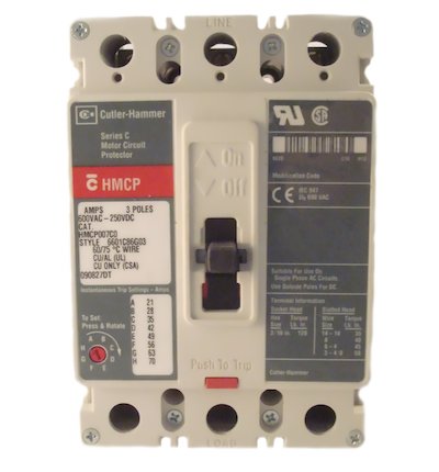 HMCP007CO Circuit Breaker, 600V, 60Hz, 7.0A, Cutler Hammer, قاطع دائرة, pemutus litar, disjuntor, автоматический выключатель