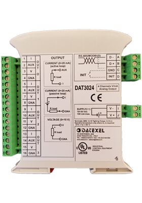 DAT3024 Remote I/O Module, Datexel, 4 channel, RS485 to 4-20mA, وحدة, модуль
