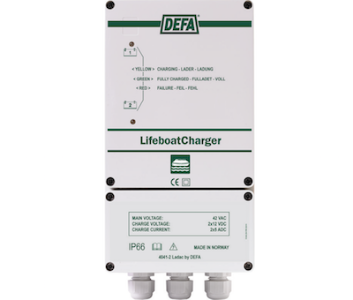 Defa 700110 Lifeboat Battery Charger 212-2332, 42VAC 2x12VDC, 2x5A, VG7.5F, IP nipple in and out, EMC EN 55014 Safety IEC 60335-2-29, Jianghai, شاحن بطارية, pengecas bateri, зарядное устройство