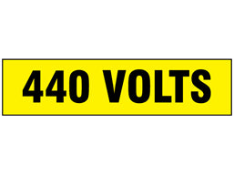 VML440B Caution 440 volts label, 13x55 mm, Self adhesive vinyl., etiqueta, ضع الكلمة المناسبة, метка