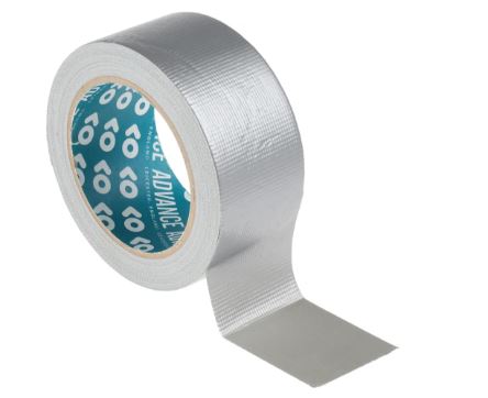 RS494-512 Duct Tape, Silver, roll dimensions 50mm x 25m x 0.22mm, pita saluran, fita para isolamento, شريط لاصق, Скотч