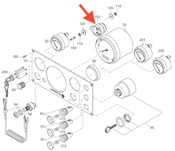 Steyr 2178760-1 Horn Audible Warning, pos. 100, for FRB engines, MO306H43WJ, تحذير مسموع, amaran boleh didengar, campainha de alarme sonoro, звуковое предупреждение, data sheet catalogo