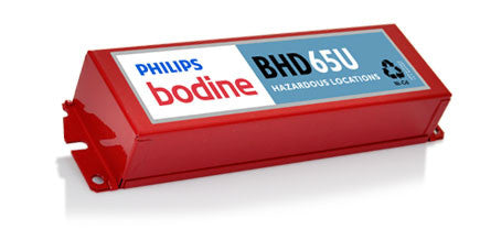 Philips Bodine BHD65U Emergency Ballast, 1-2 Lamp Emergency Illumination, Hazardous Location Fixtures, Universal Input, 120-277 VAC, 50/60 Hz, HS commodity code 850410, الصابورة الإلكترونية, Chấn lưu điện tử, 电子镇流器