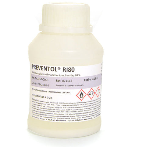 Preventol RI80, 1 liter bottle, disinfectant, Lanxess, Alkyl benzyl dimethyl ammonium chloride 80%, Benzalkonium chloride, مطهر, கிருமிநாசினி
